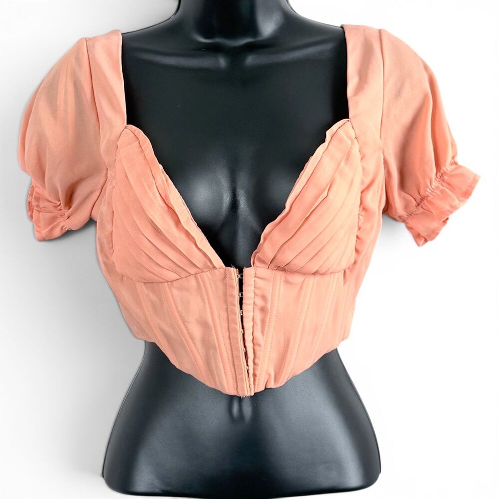windsor corset bustier cropped y2k romantic renaissance peach women's top s
